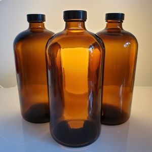 3 x Amber Glass Bottles, 1L each